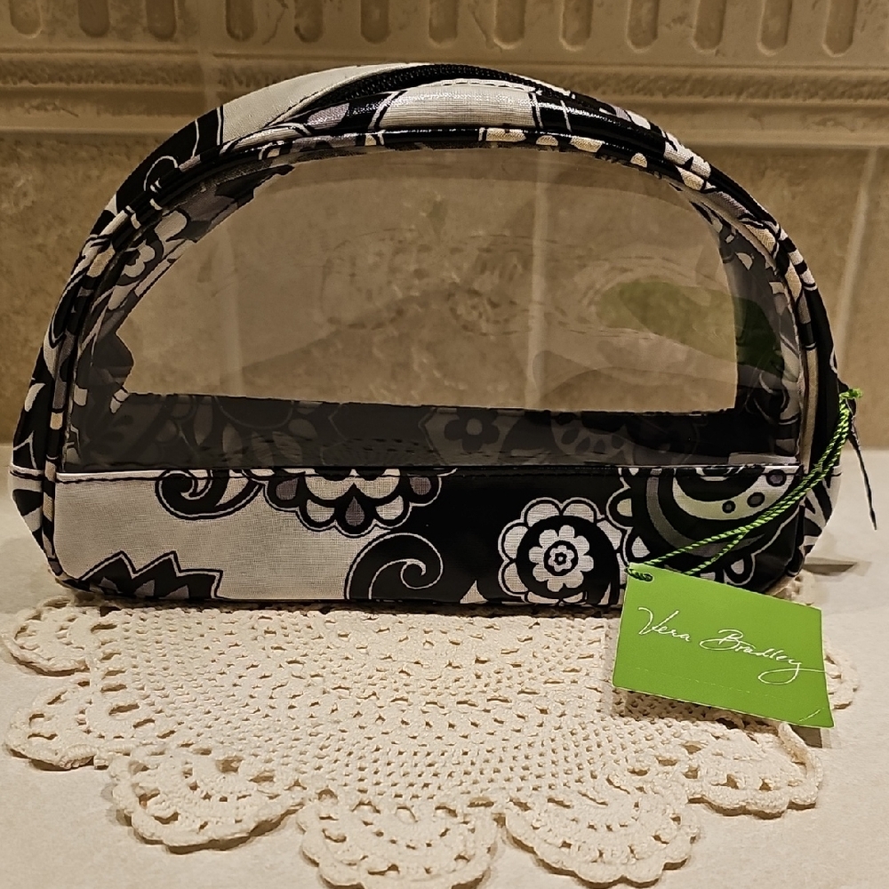 New With Tags Vera Bradley Clear Cosmetic Bag In Midnight Paisley